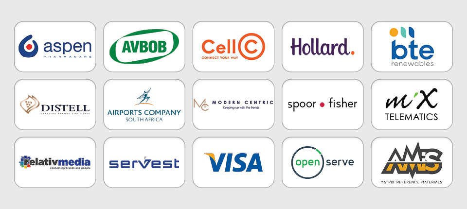 Companies we have certified: Aspen Pharmacare, Avbob, Cell C, Hollard, Distell, Airports Company South Africa, Modern Centric, Spoor Fisher, Mix Telematics, Relativmedia, Servest, VISA, OpenServe, AMIS