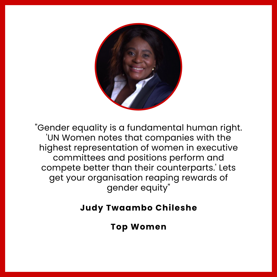 "Gender equality is a fundamental human right. 'UN Women notes that companies with the highest representation of women in executive committees and positions perform and compete better than their counterparts.' Lets get your organisation reaping rewards of gender equity"